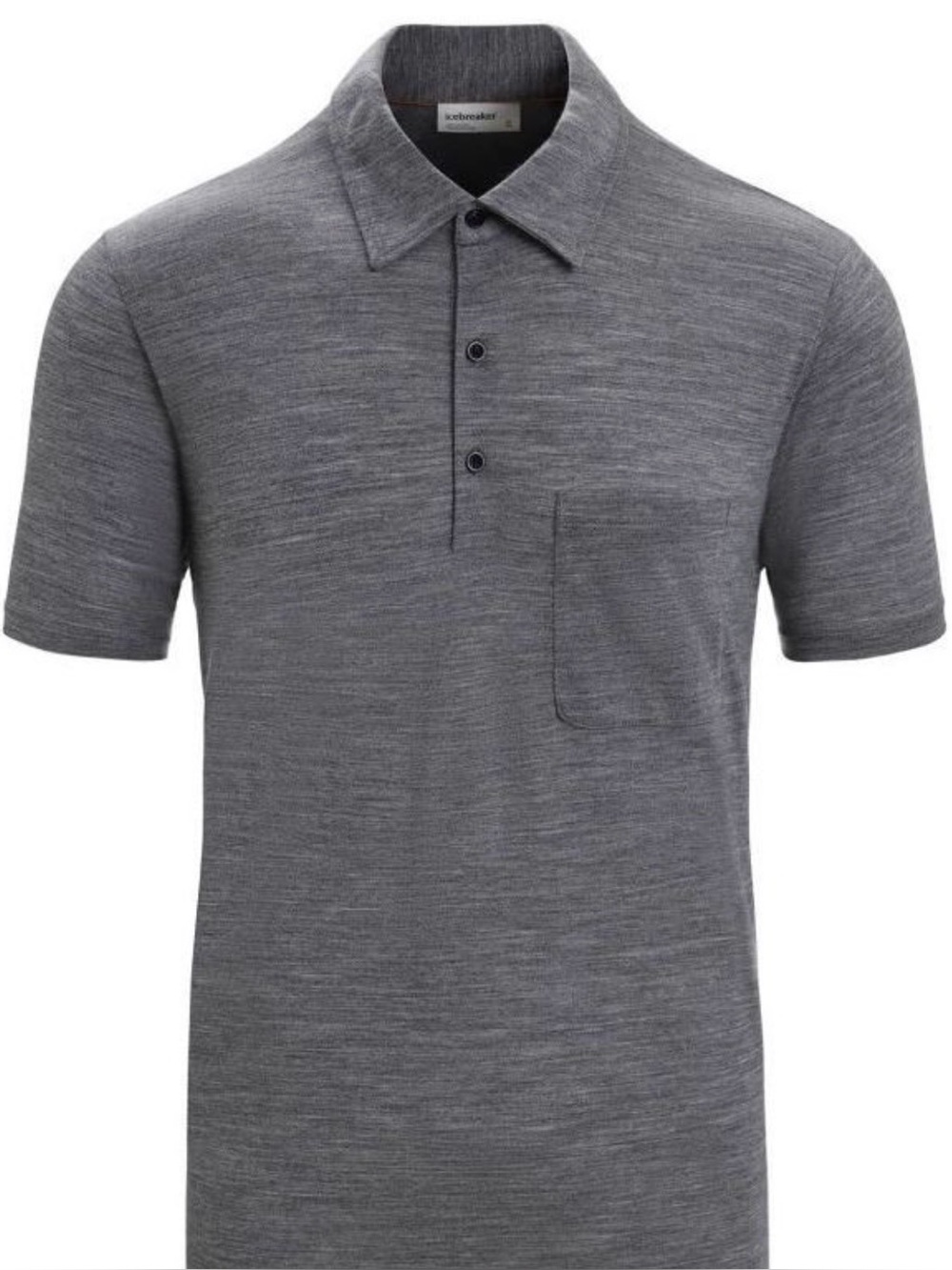 Icebreaker Drayden Cool-Lite Gray Pocket Polo Short Sleeve Shirt Size Medium